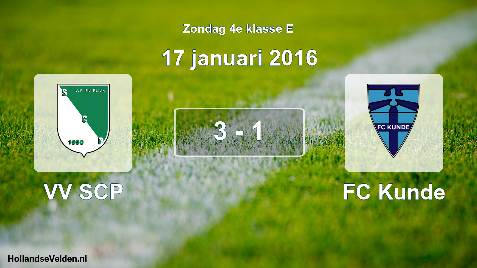 Total number of matches played: VV SCP - FC Kunde 3 - 1 (17 January 2016)