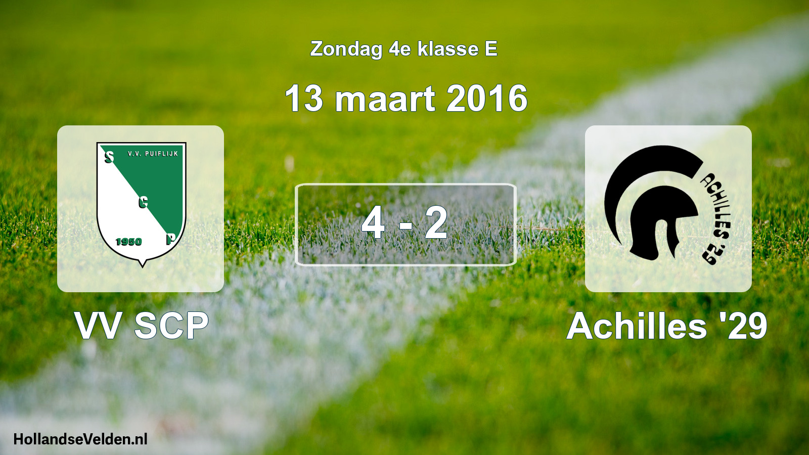 Total number of matches played: VV SCP - Achilles '29 4 - 2 (13 March 2016)