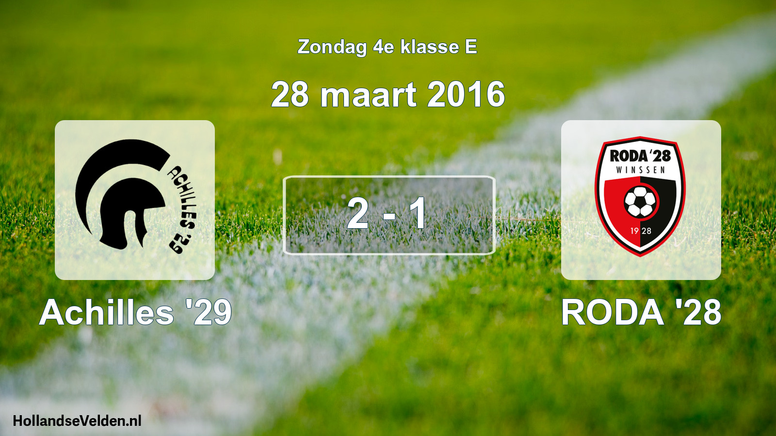 Total number of matches played: Achilles '29 - RODA '28 2 - 1 (28 March 2016)