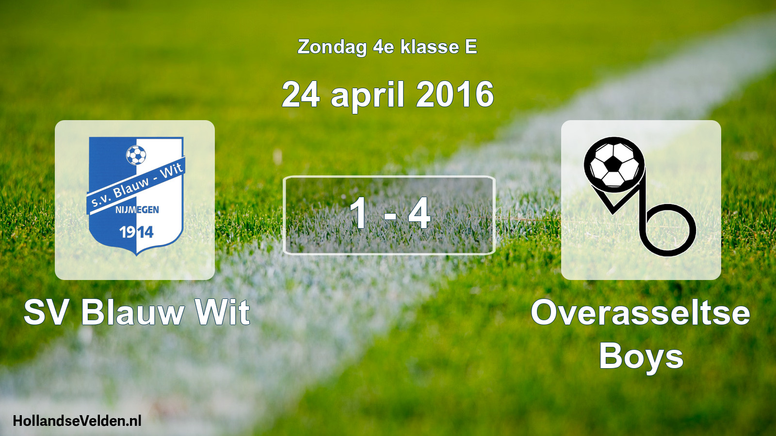 Total number of matches played: SV Blauw Wit - Overasseltse Boys 1 - 4 (24 April 2016)