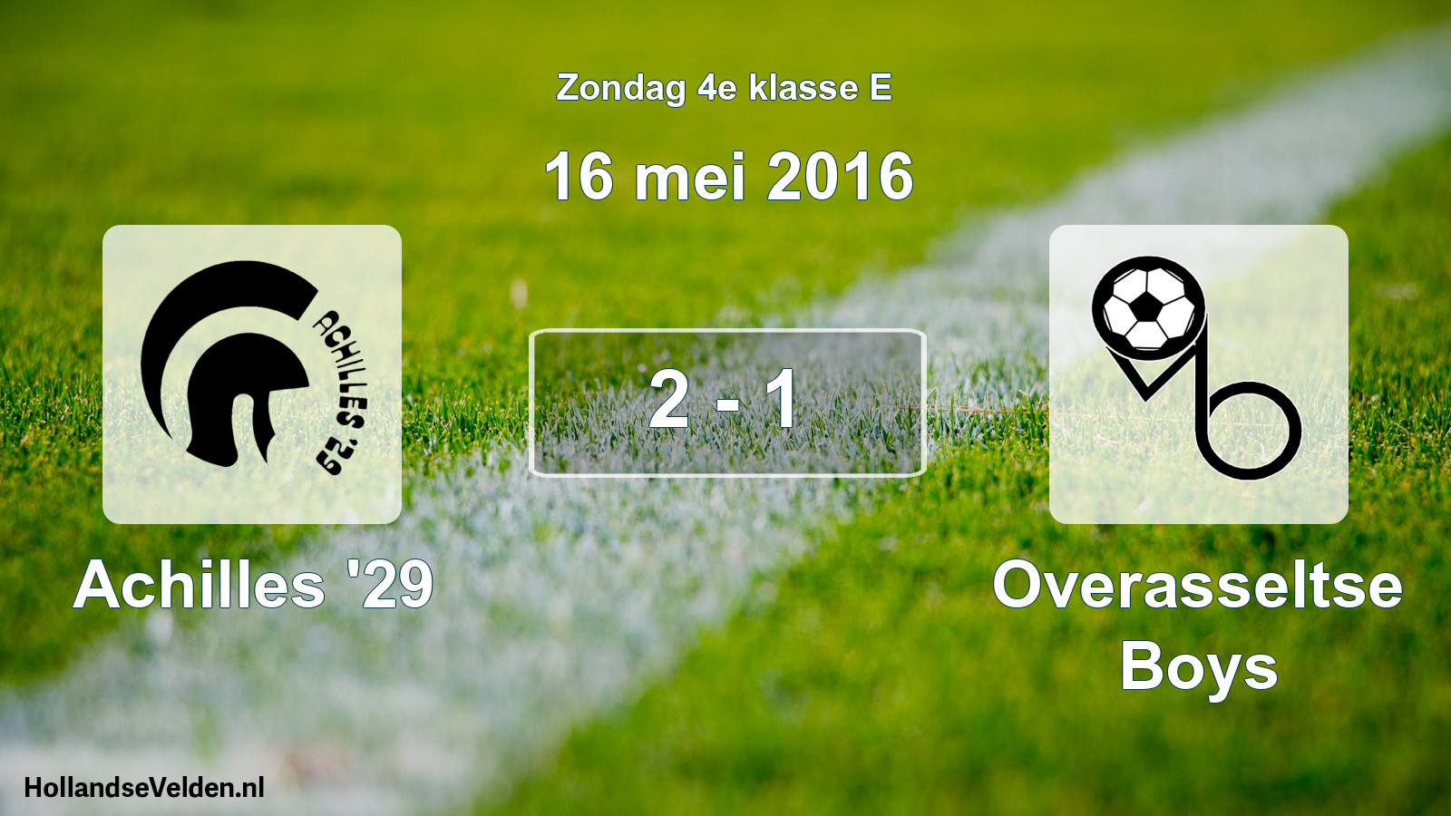 Total number of matches played: Achilles '29 - Overasseltse Boys 2 - 1 (16 May 2016)