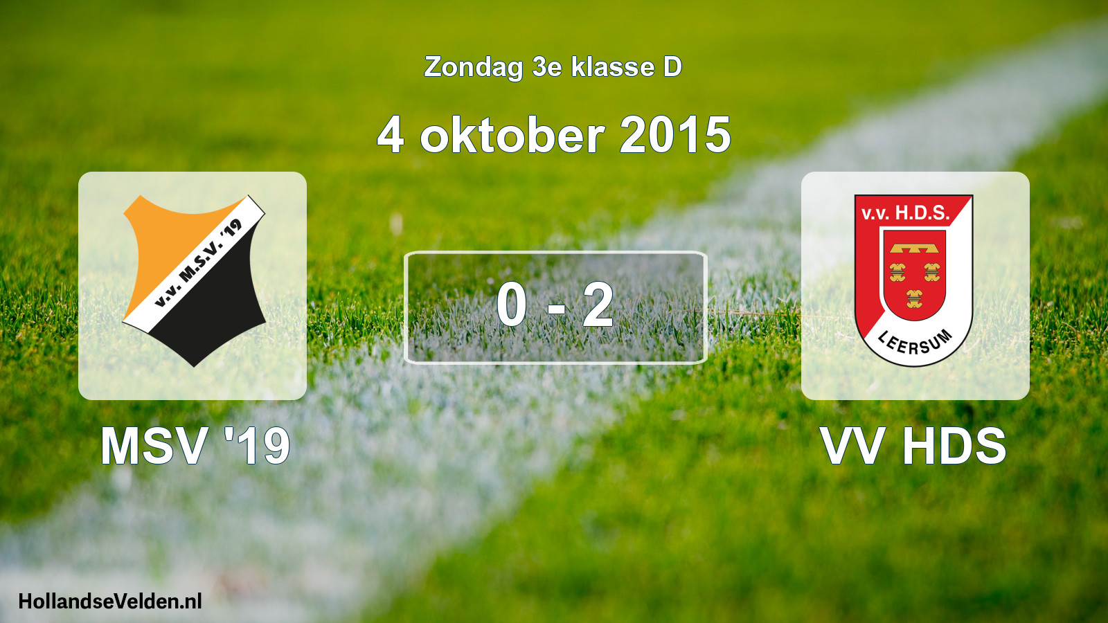 Total number of matches played: MSV '19 - VV HDS 0 - 2 (4 October 2015)