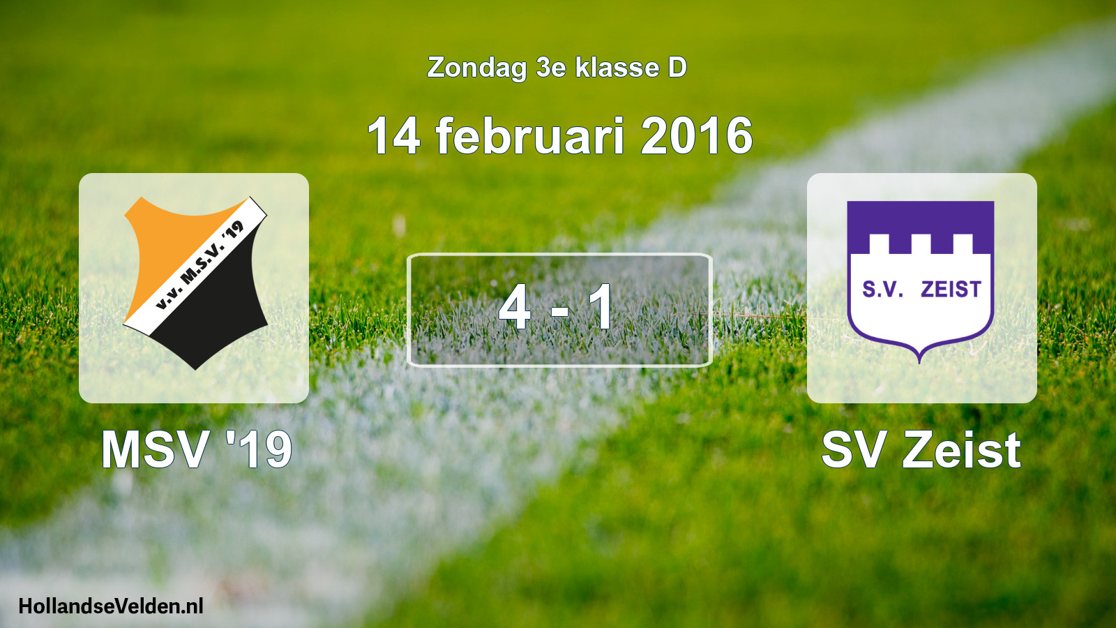 Total number of matches played: MSV '19 - SV Zeist 4 - 1 (14 February 2016)