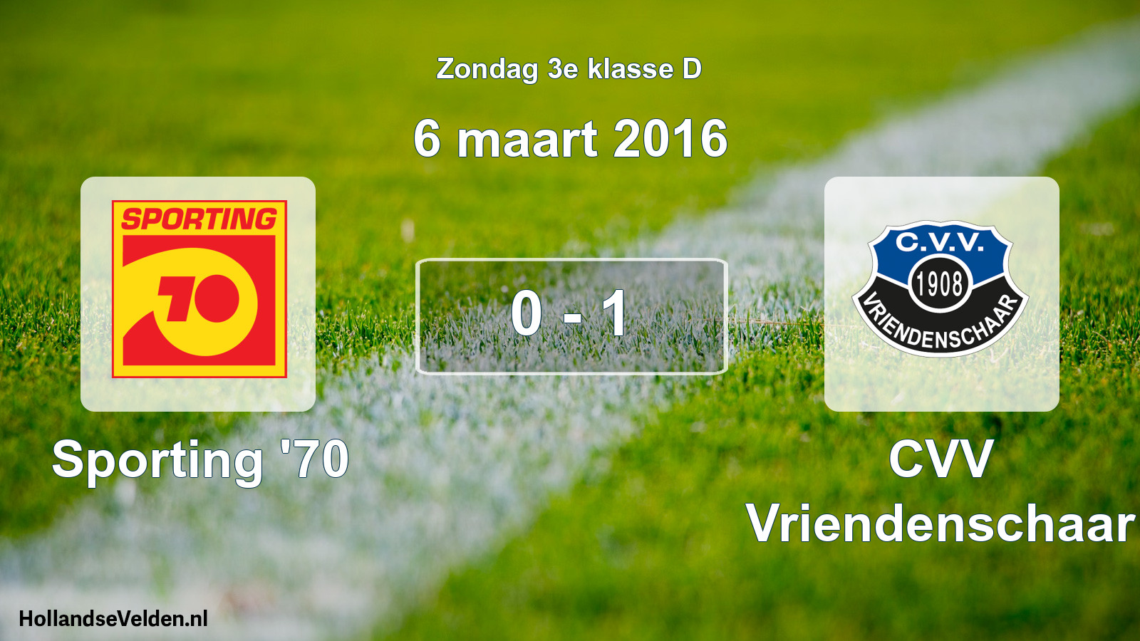 Total number of matches played: Sporting '70 - CVV Vriendenschaar 0 - 1 (6 March 2016)