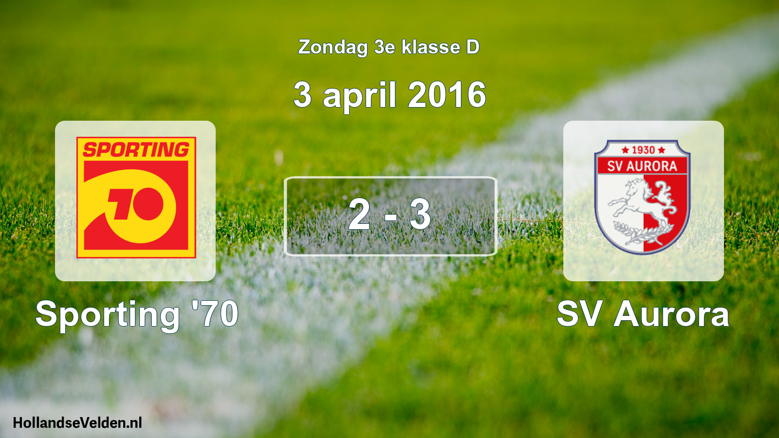 Total number of matches played: Sporting '70 - SV Aurora 2 - 3 (3 April 2016)