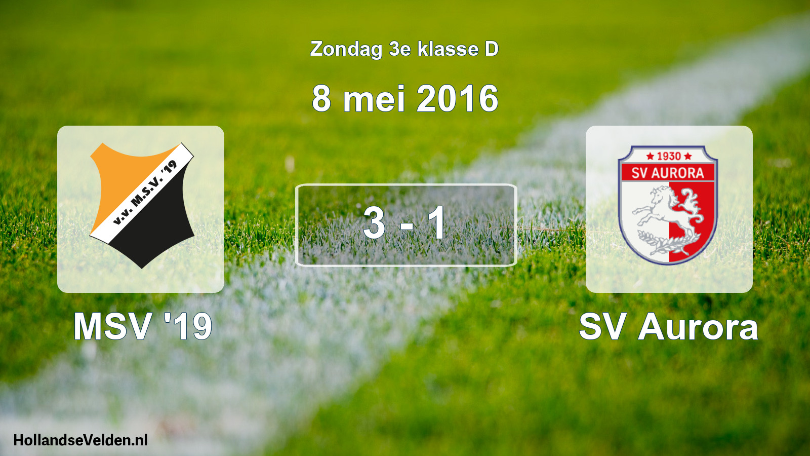 Total number of matches played: MSV '19 - SV Aurora 3 - 1 (8 May 2016)