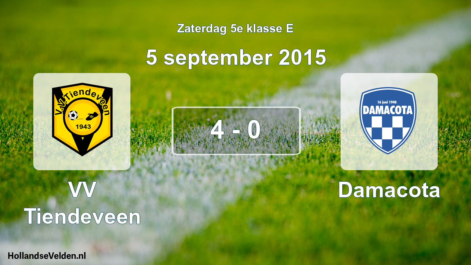 Total number of matches played: VV Tiendeveen - Damacota 4 - 0 (5 September 2015)
