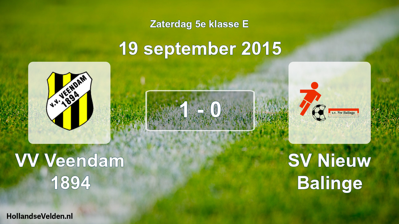 Total number of matches played: VV Veendam 1894 - SV Nieuw Balinge 1 - 0 (19 September 2015)