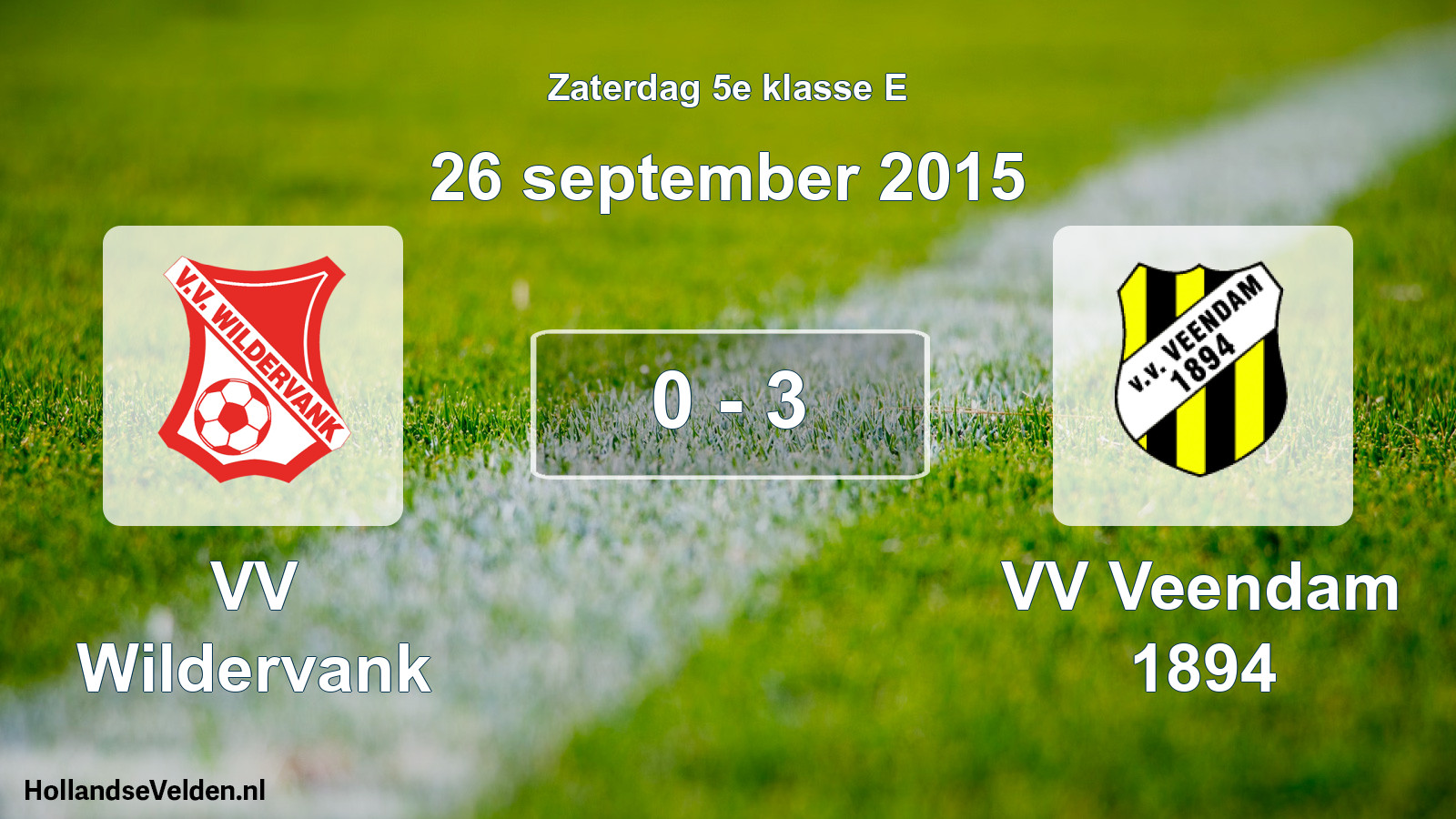 Total number of matches played: VV Wildervank - VV Veendam 1894 0 - 3 (26 September 2015)