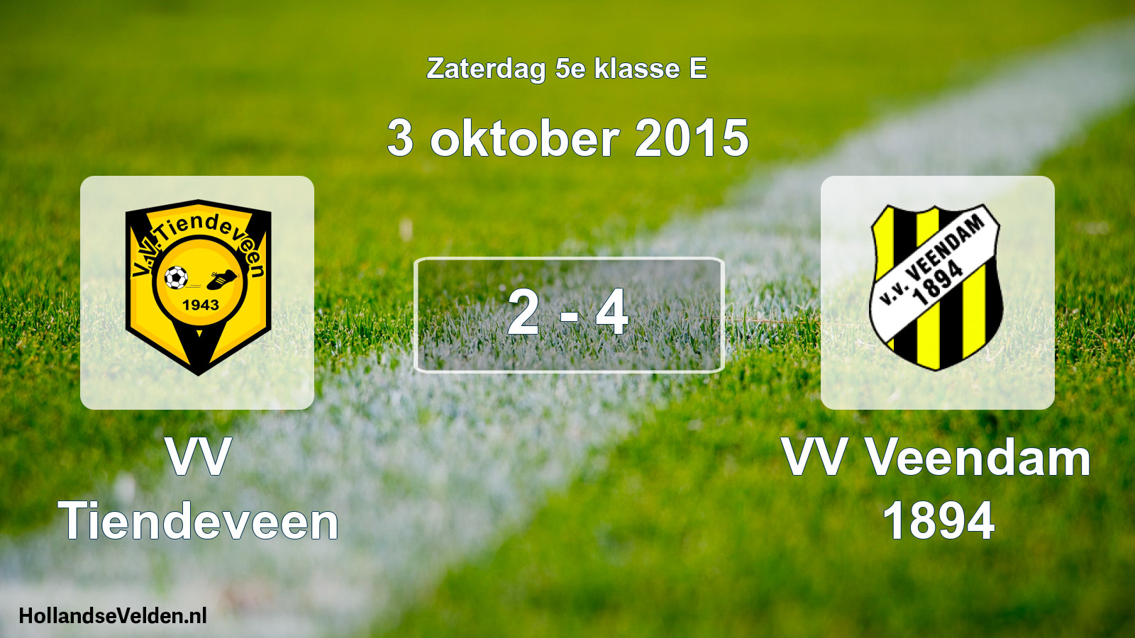 Total number of matches played: VV Tiendeveen - VV Veendam 1894 2 - 4 (3 October 2015)