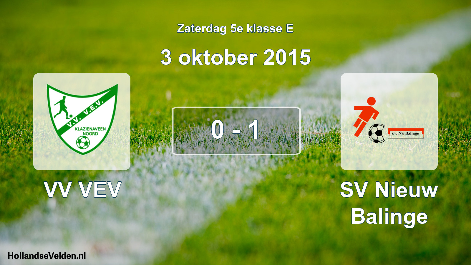 Total number of matches played: VV VEV - SV Nieuw Balinge 0 - 1 (3 October 2015)