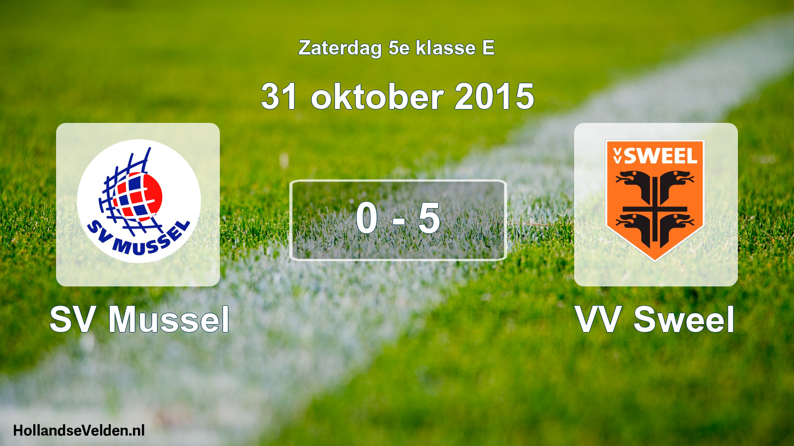 Total number of matches played: SV Mussel - VV Sweel 0 - 5 (31 October 2015)