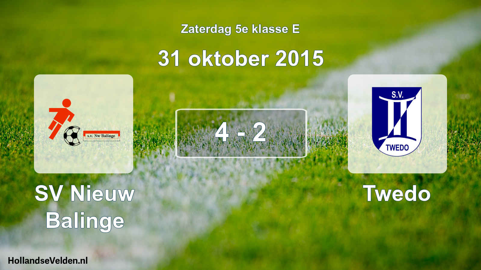 Total number of matches played: SV Nieuw Balinge - Twedo 4 - 2 (31 October 2015)