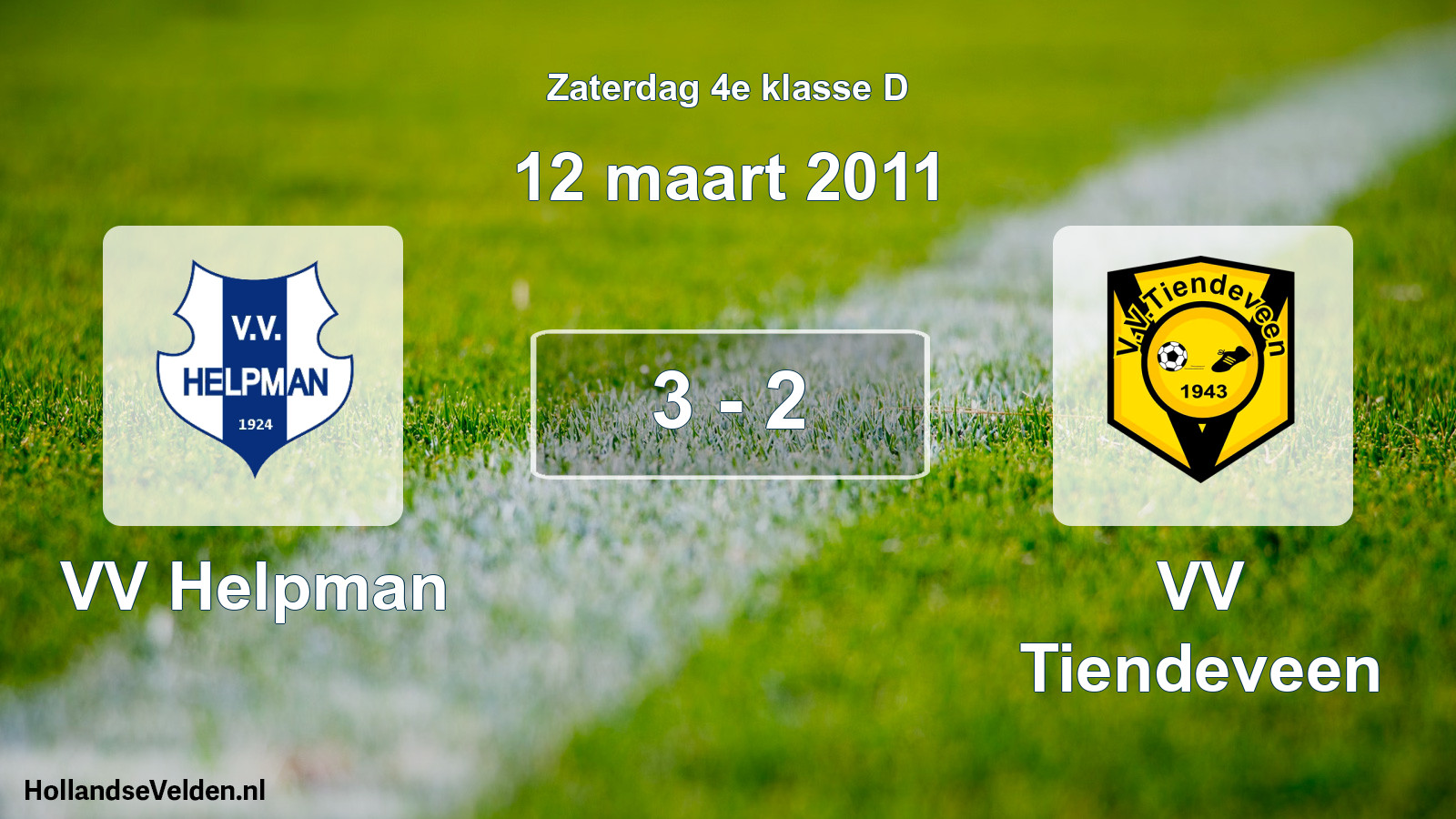 Total number of matches played: VV Helpman - VV Tiendeveen 3 - 2 (12 March 2011)