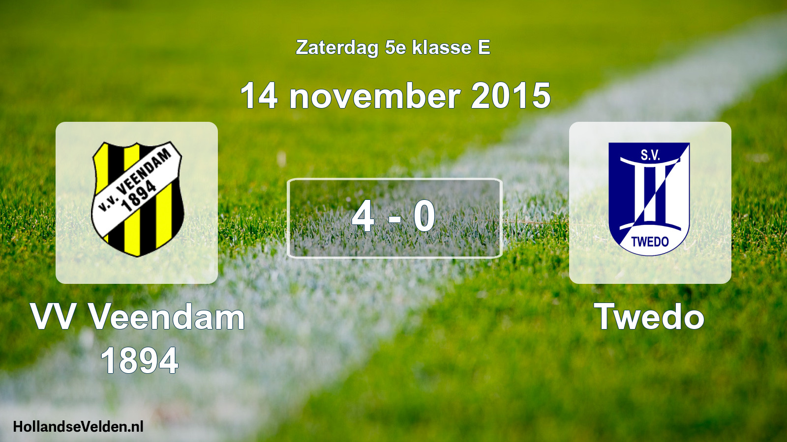 Total number of matches played: VV Veendam 1894 - Twedo 4 - 0 (14 November 2015)