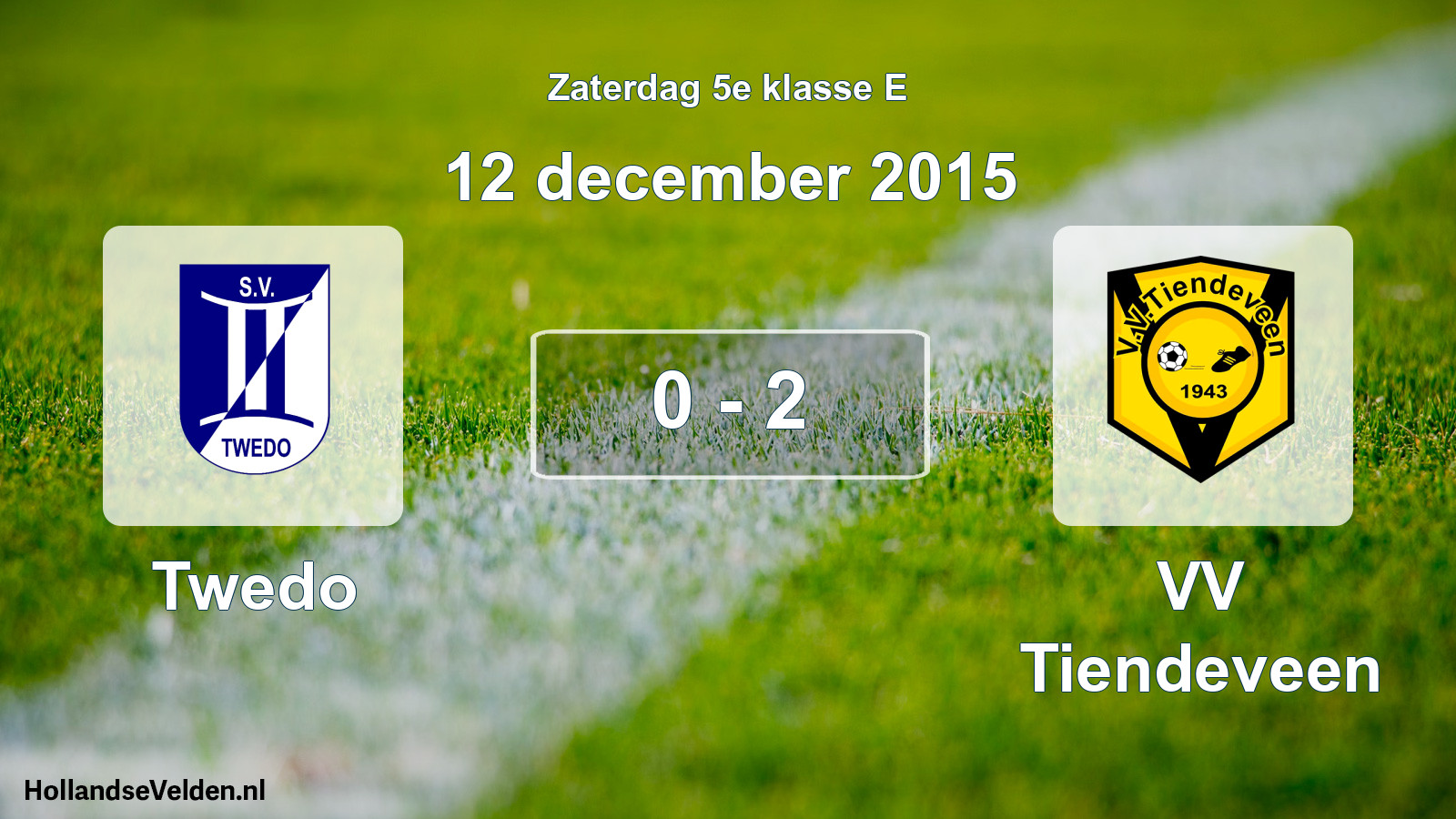 Total number of matches played: Twedo - VV Tiendeveen 0 - 2 (12 December 2015)