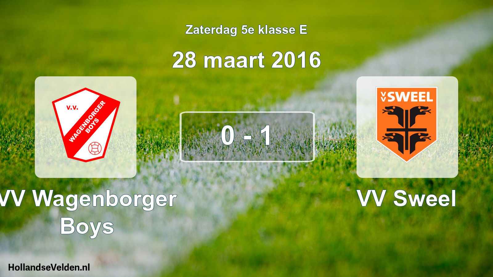 Total number of matches played: VV Wagenborger Boys - VV Sweel 0 - 1 (28 March 2016)