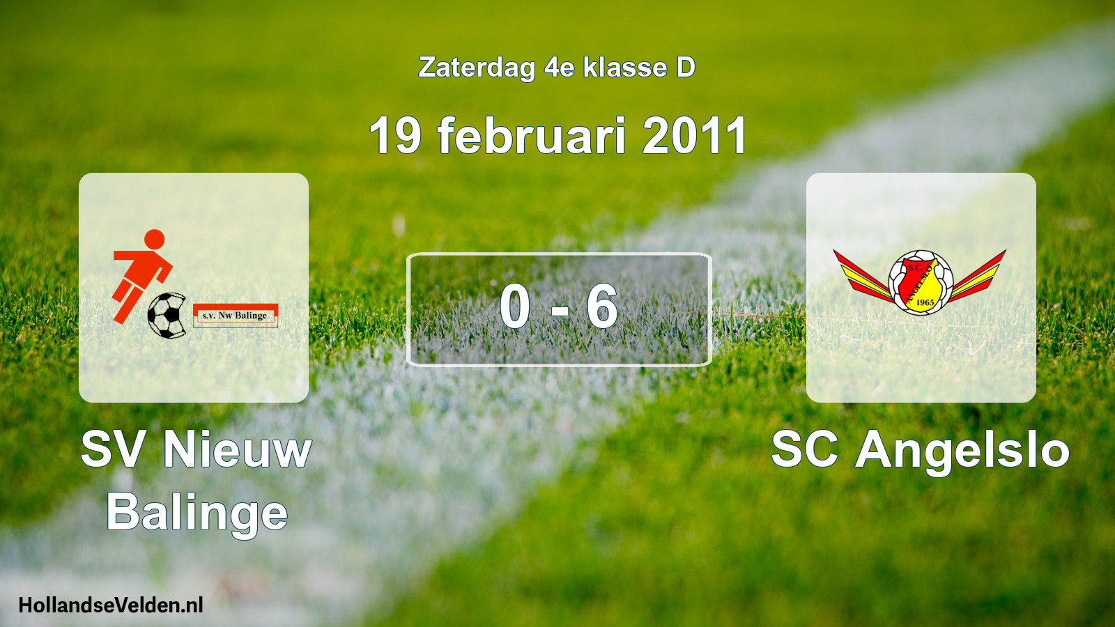 Total number of matches played: SV Nieuw Balinge - SC Angelslo 0 - 6 (19 February 2011)