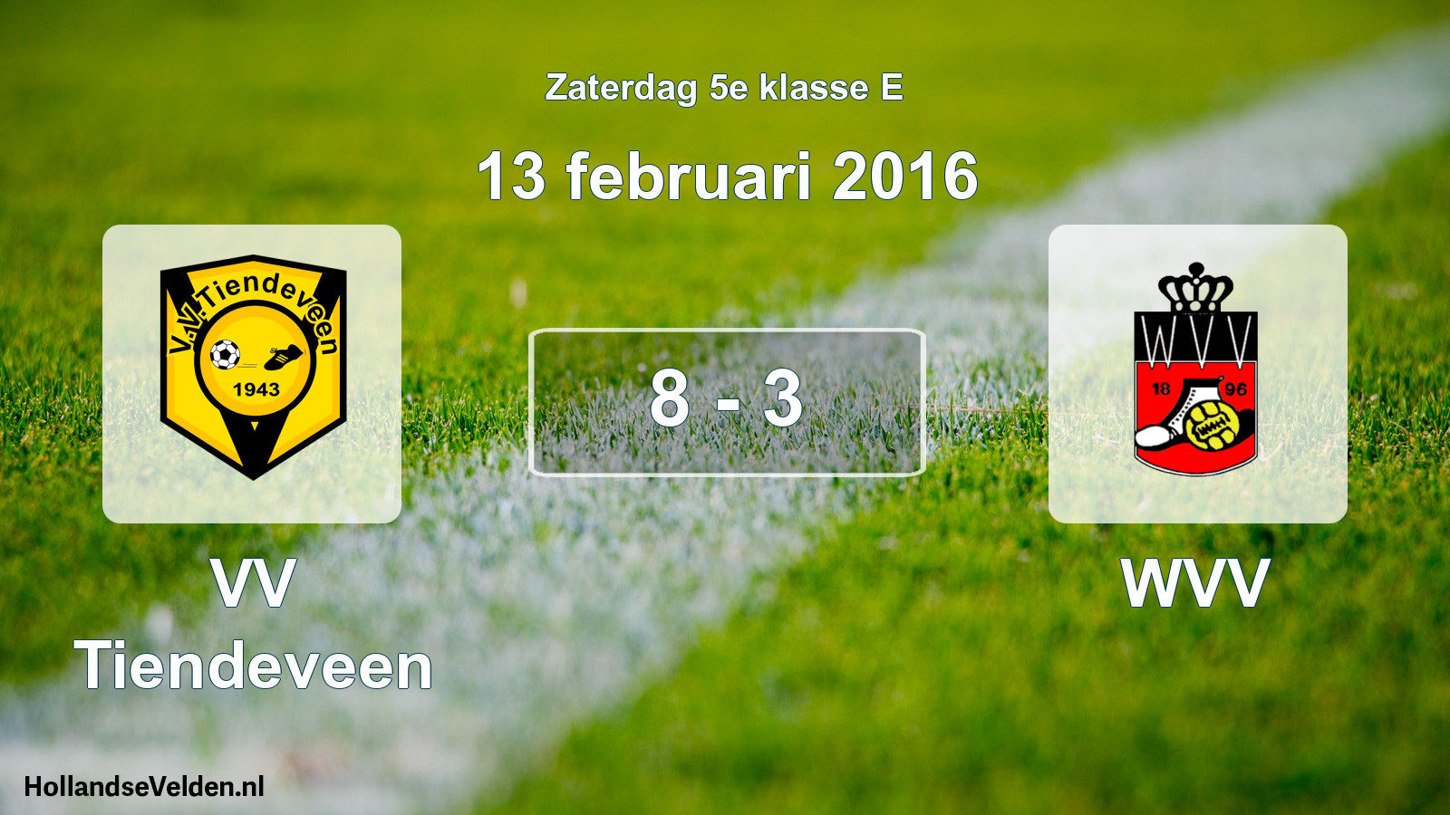 Total number of matches played: VV Tiendeveen - WVV 8 - 3 (13 February 2016)