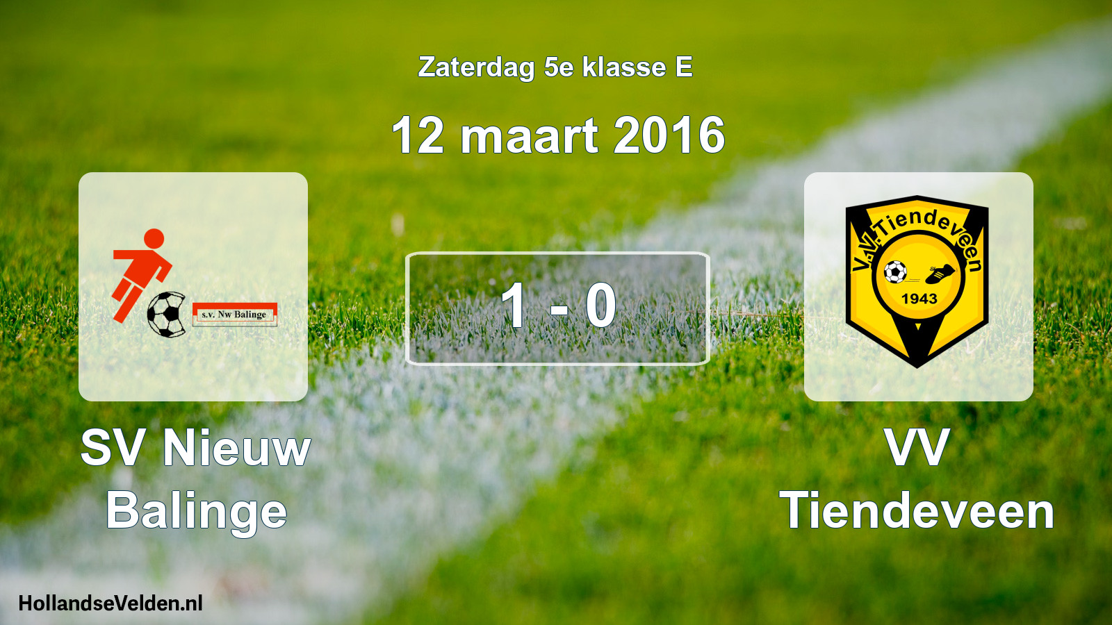 Total number of matches played: SV Nieuw Balinge - VV Tiendeveen 1 - 0 (12 March 2016)