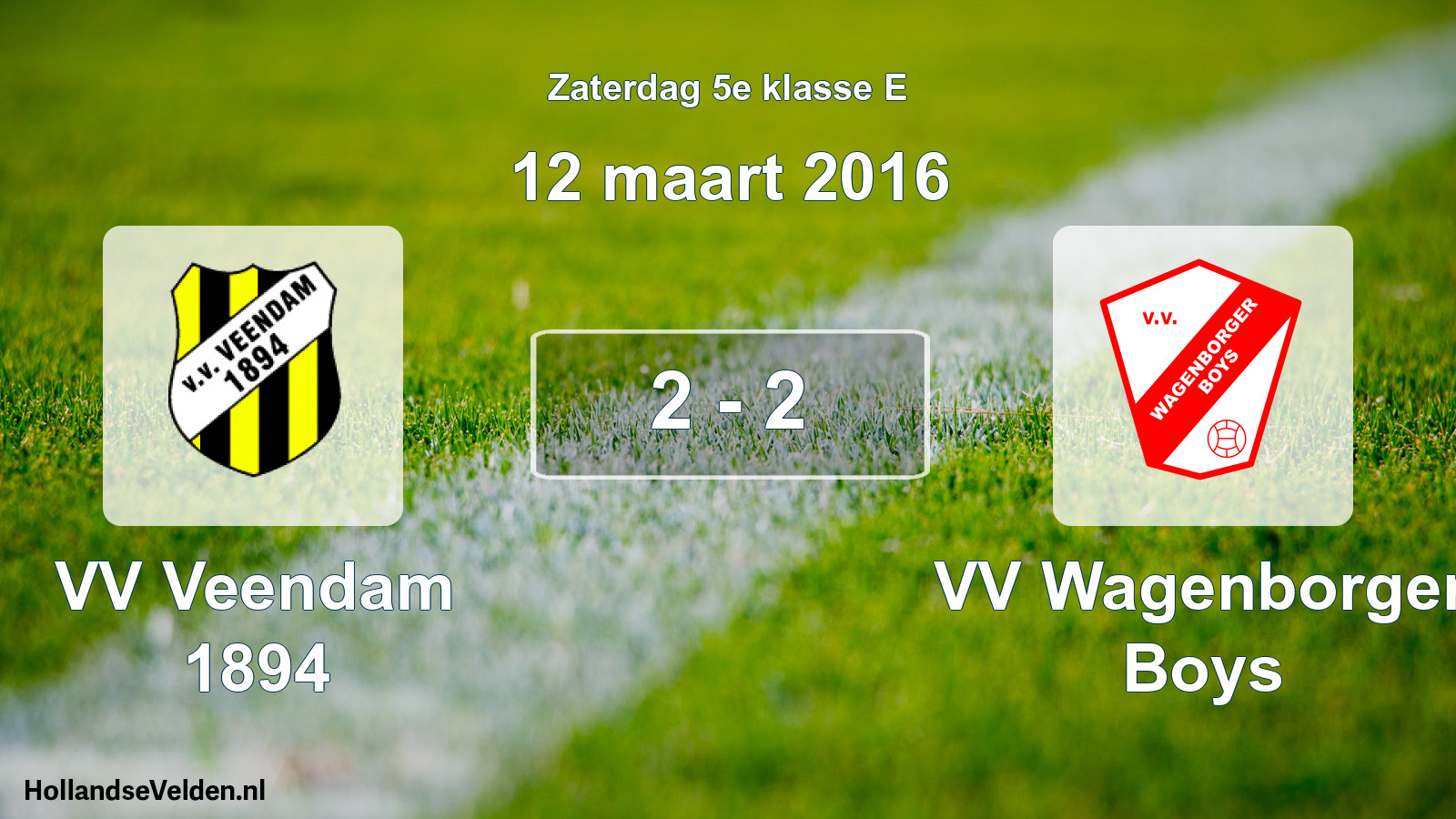 Total number of matches played: VV Veendam 1894 - VV Wagenborger Boys 2 - 2 (12 March 2016)