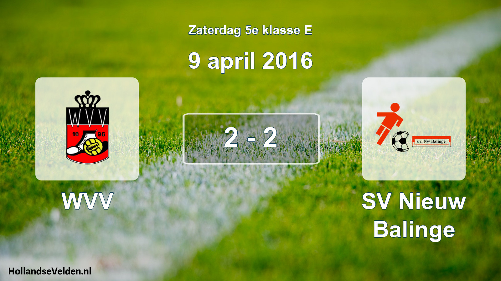 Total number of matches played: WVV - SV Nieuw Balinge 2 - 2 (9 April 2016)