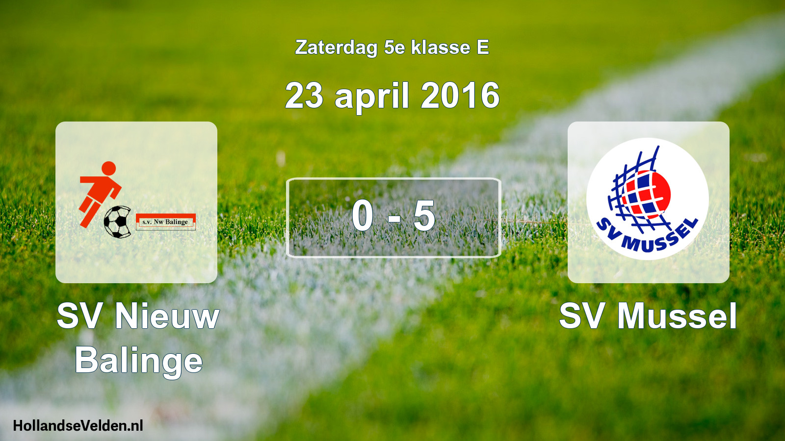 Total number of matches played: SV Nieuw Balinge - SV Mussel 0 - 5 (23 April 2016)