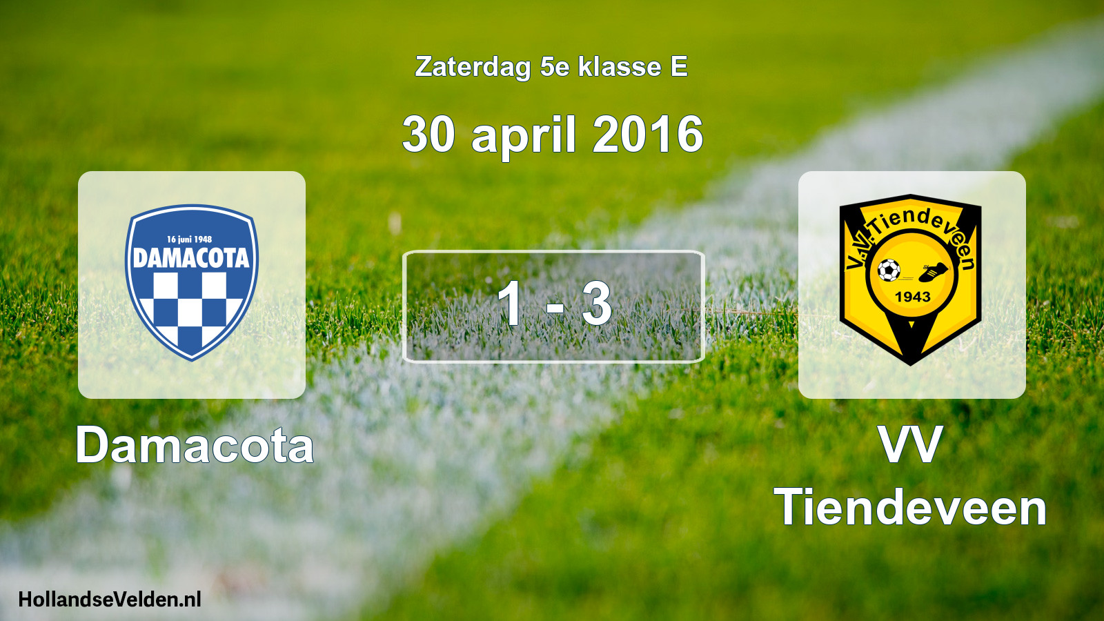 Total number of matches played: Damacota - VV Tiendeveen 1 - 3 (30 April 2016)