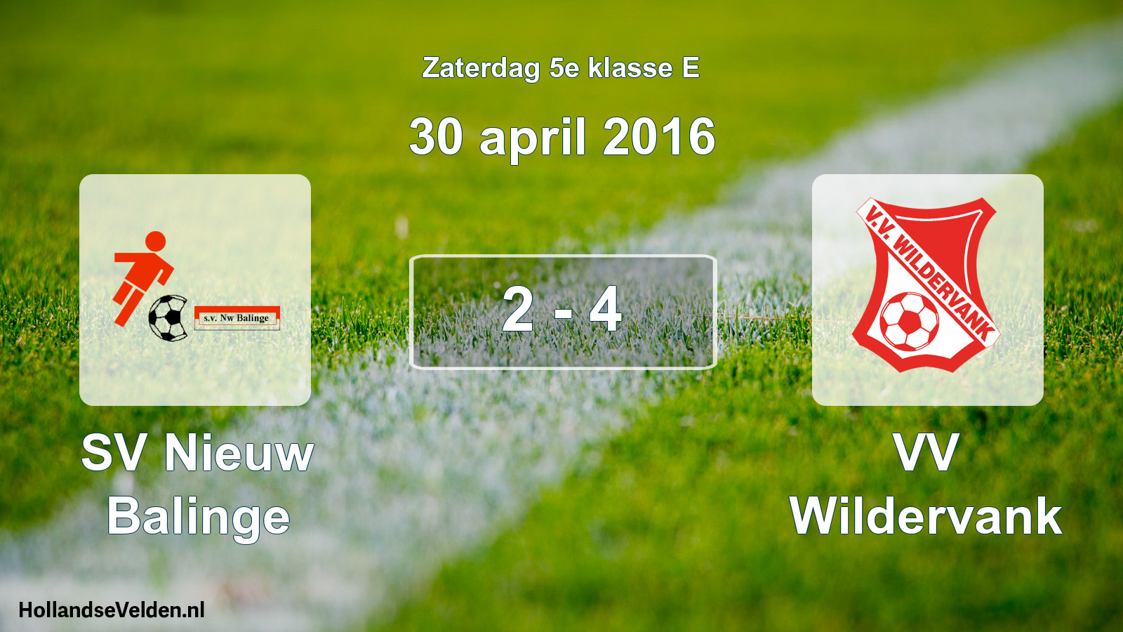 Total number of matches played: SV Nieuw Balinge - VV Wildervank 2 - 4 (30 April 2016)