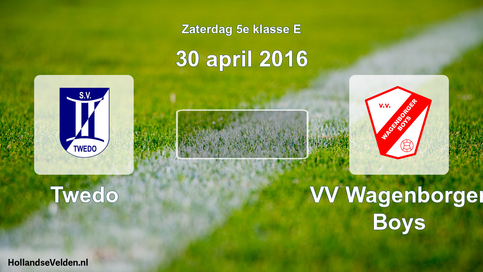 Scheduled Match: Twedo - VV Wagenborger Boys (30 April 2016)