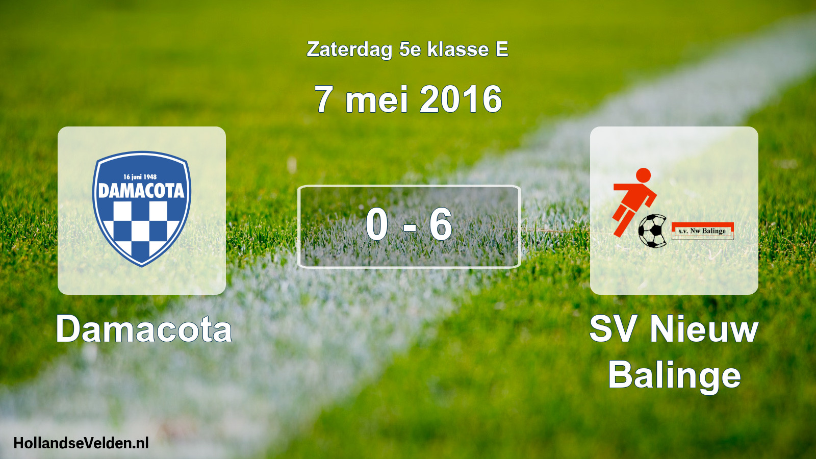 Total number of matches played: Damacota - SV Nieuw Balinge 0 - 6 (7 May 2016)