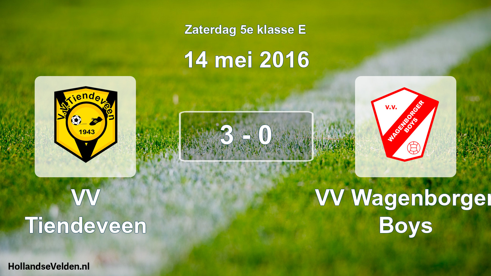 Total number of matches played: VV Tiendeveen - VV Wagenborger Boys 3 - 0 (14 May 2016)