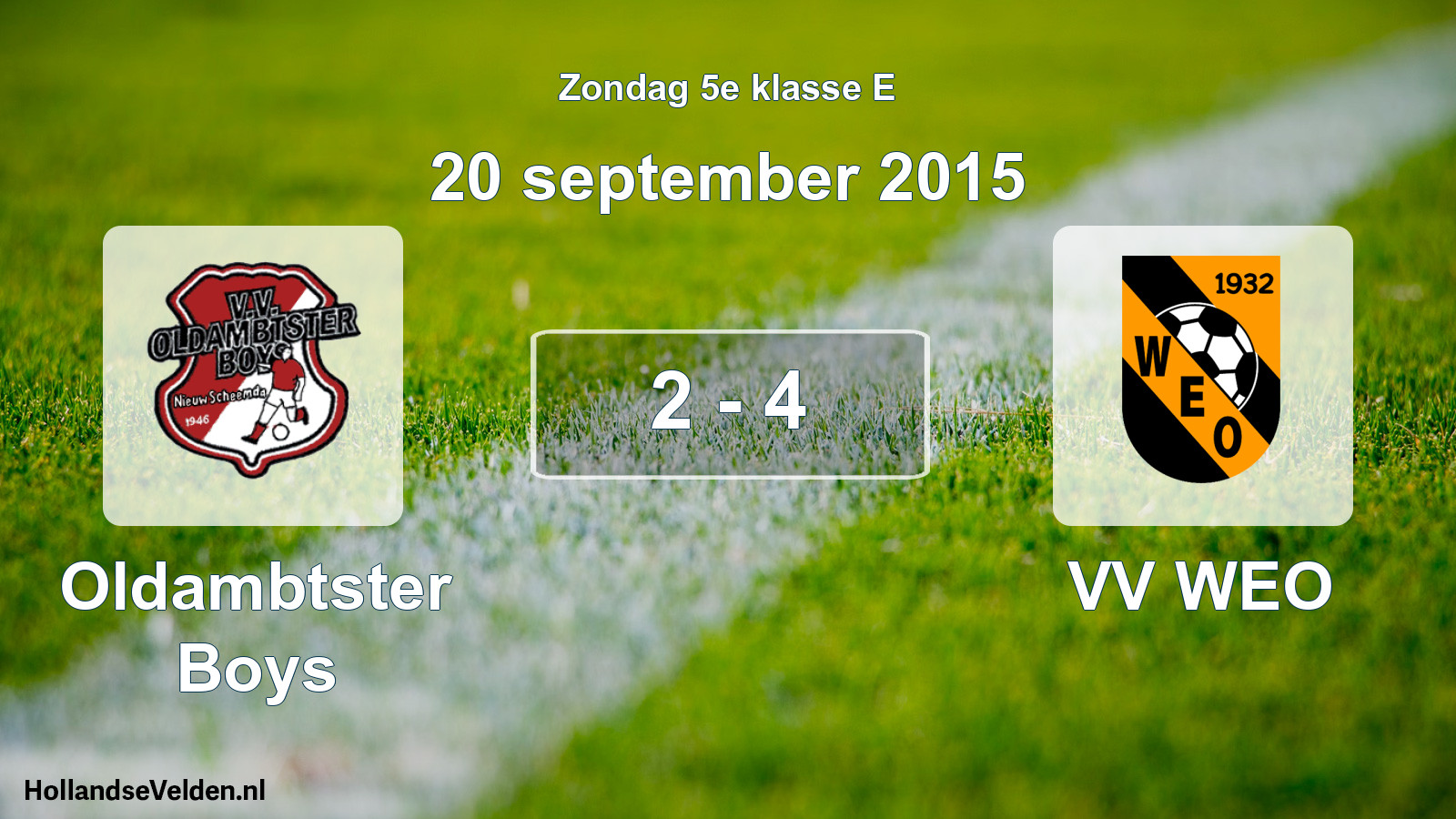 Total number of matches played: Oldambtster Boys - VV WEO 2 - 4 (20 September 2015)