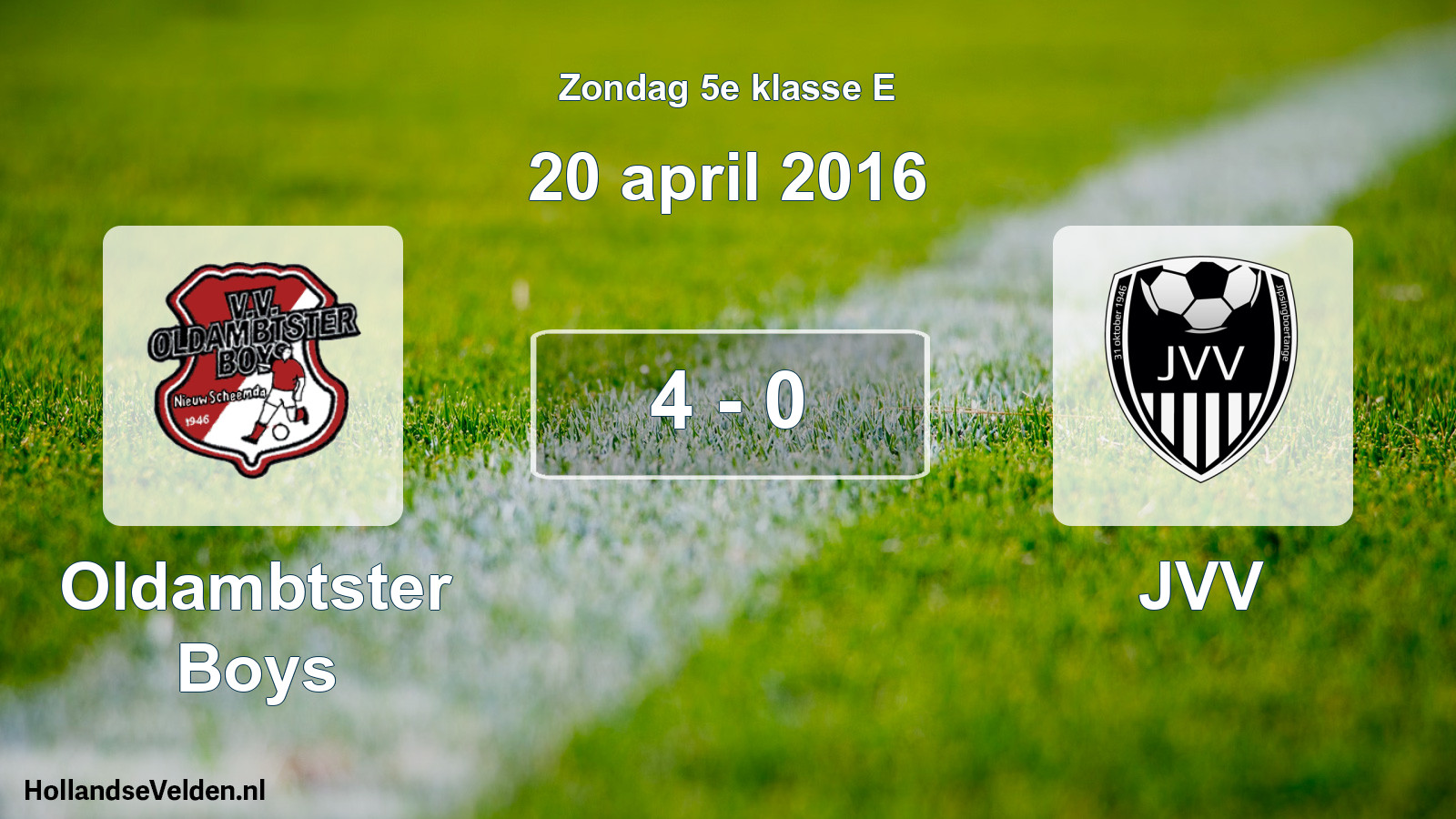 Total number of matches played: Oldambtster Boys - JVV 4 - 0 (20 April 2016)