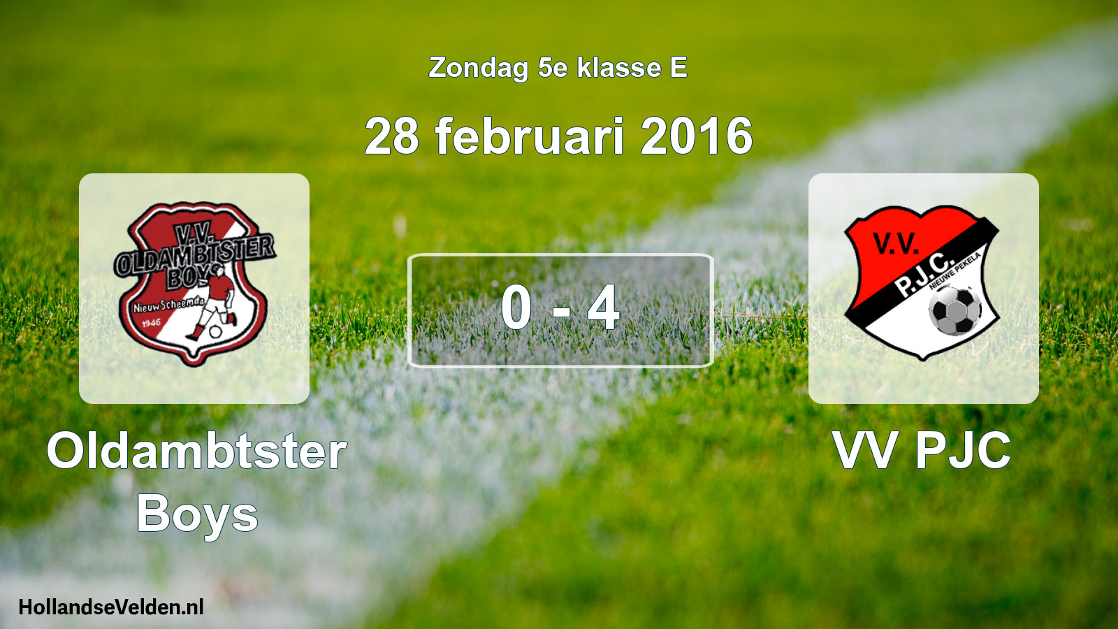 Total number of matches played: Oldambtster Boys - VV PJC 0 - 4 (28 February 2016)
