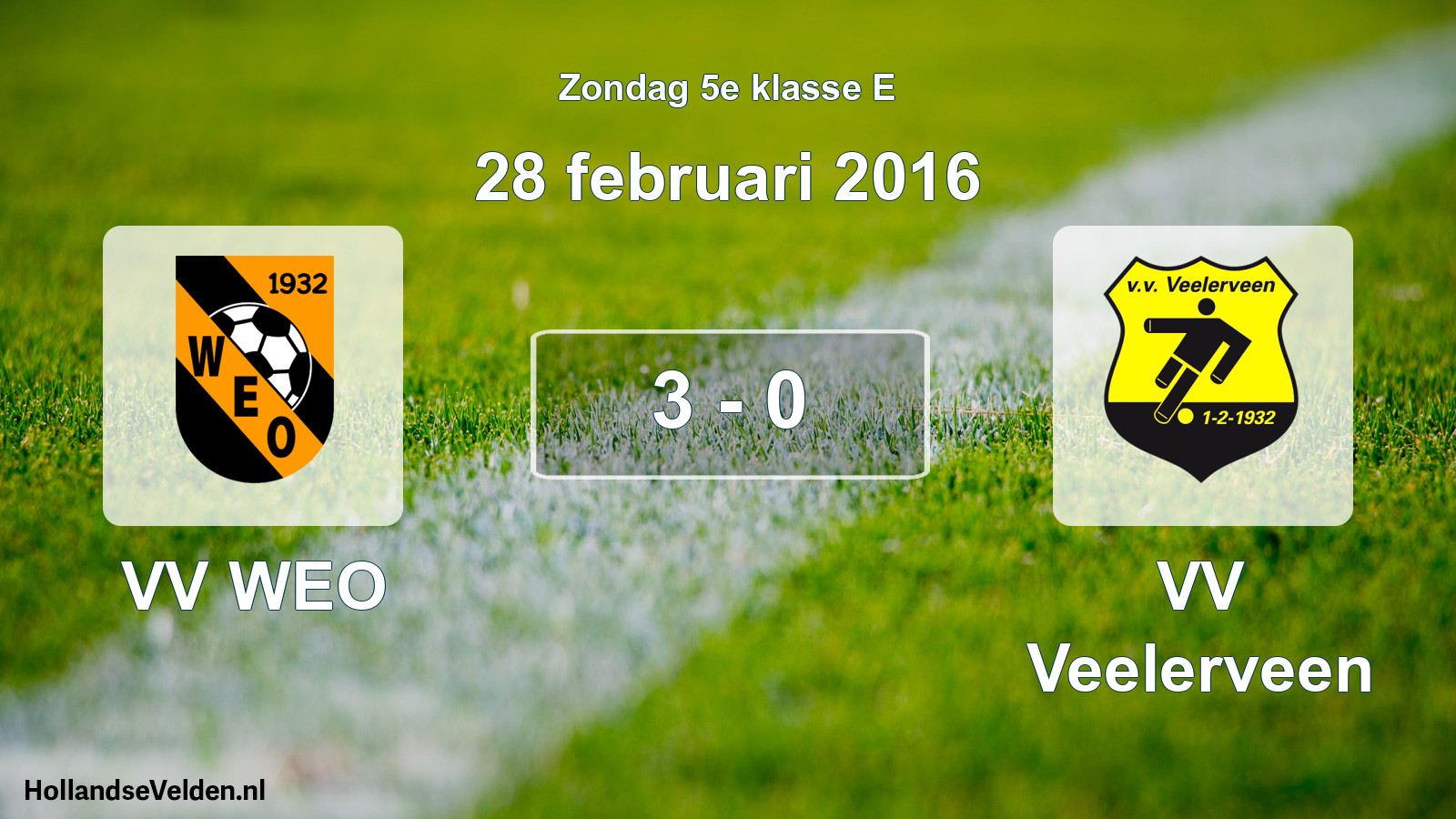 Total number of matches played: VV WEO - VV Veelerveen 3 - 0 (28 February 2016)