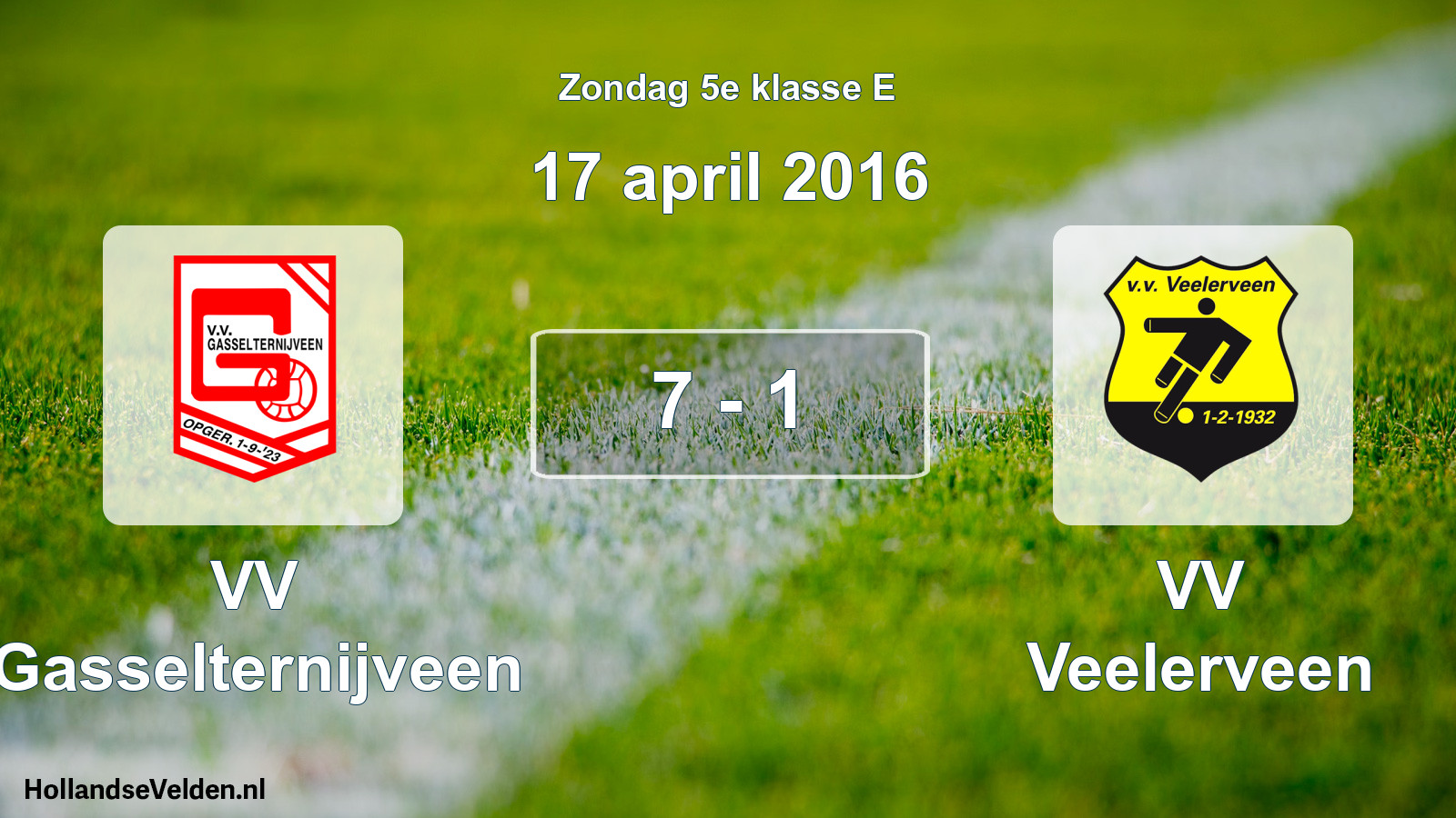 Total number of matches played: VV Gasselternijveen - VV Veelerveen 7 - 1 (17 April 2016)