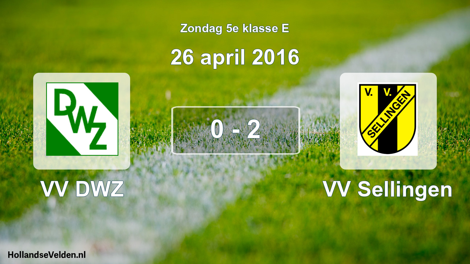 Total number of matches played: VV DWZ - VV Sellingen 0 - 2 (26 April 2016)