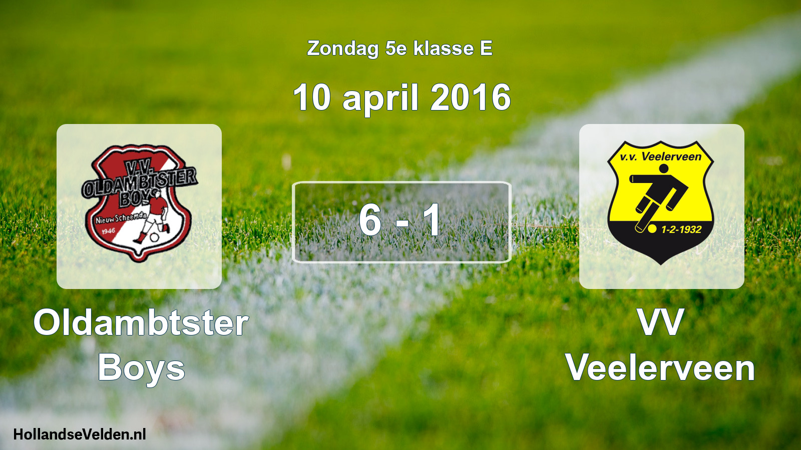 Total number of matches played: Oldambtster Boys - VV Veelerveen 6 - 1 (10 April 2016)