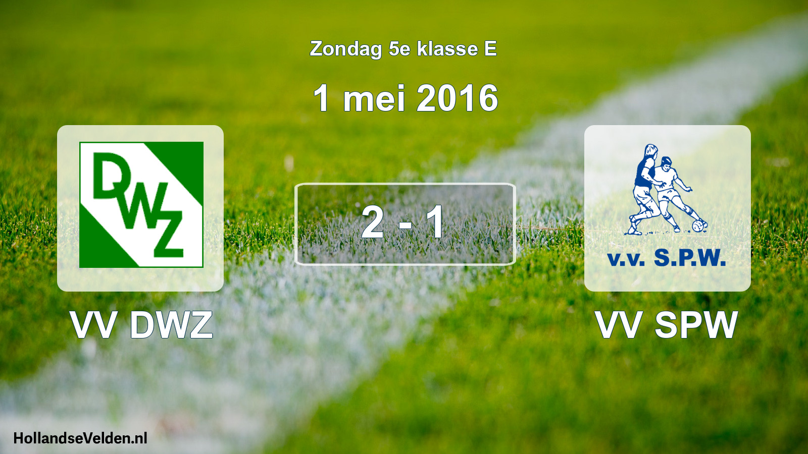 Total number of matches played: VV DWZ - VV SPW 2 - 1 (1 May 2016)