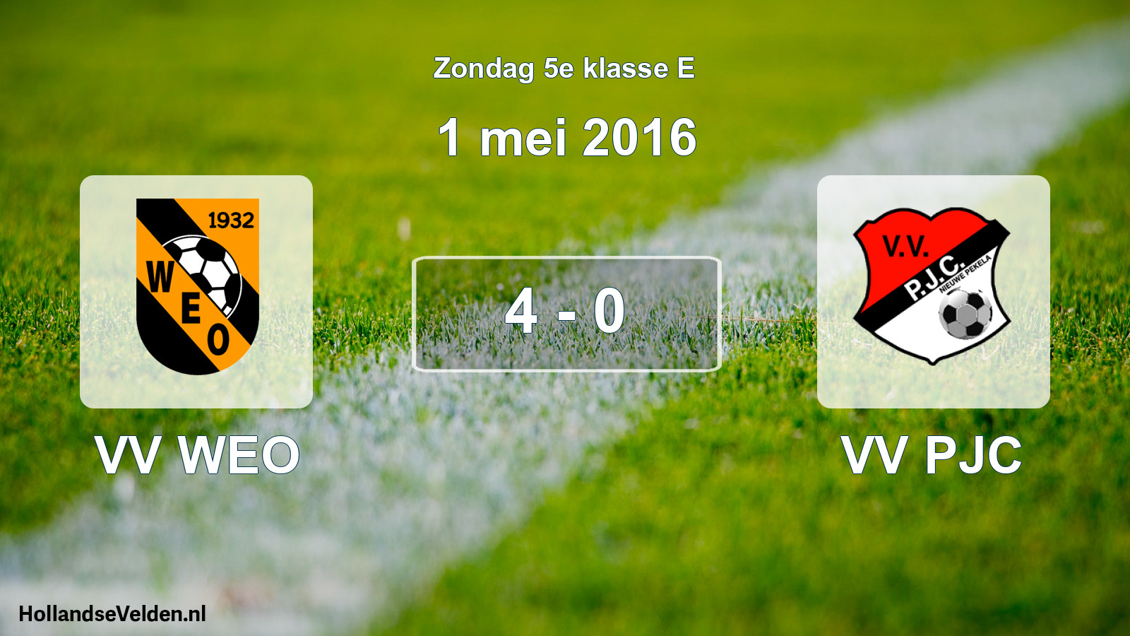 Total number of matches played: VV WEO - VV PJC 4 - 0 (1 May 2016)
