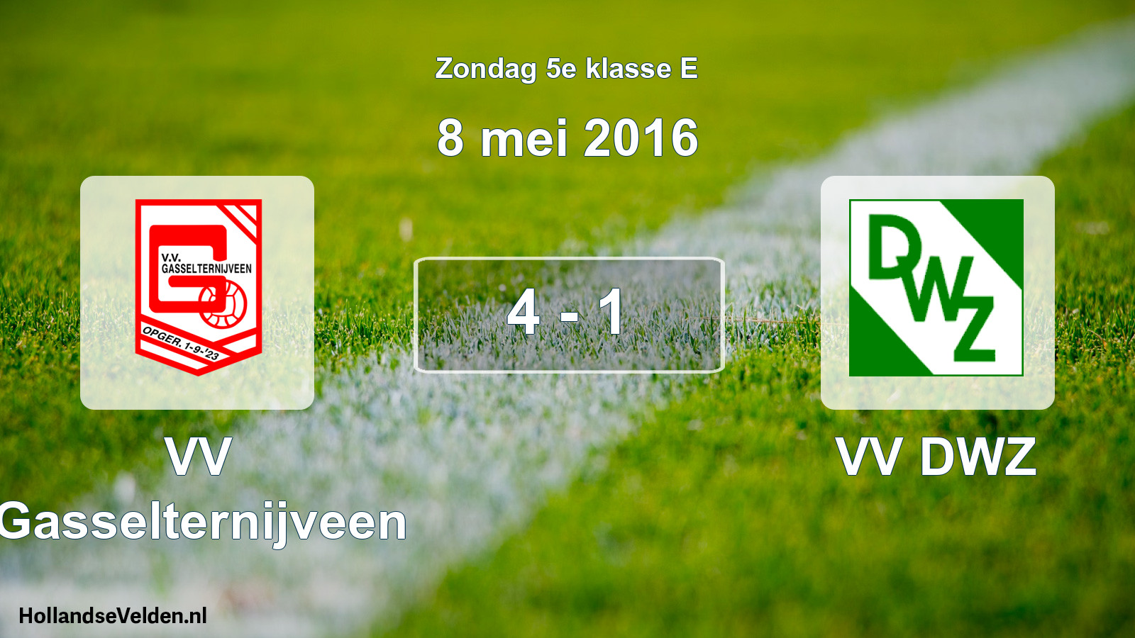 Total number of matches played: VV Gasselternijveen - VV DWZ 4 - 1 (8 May 2016)