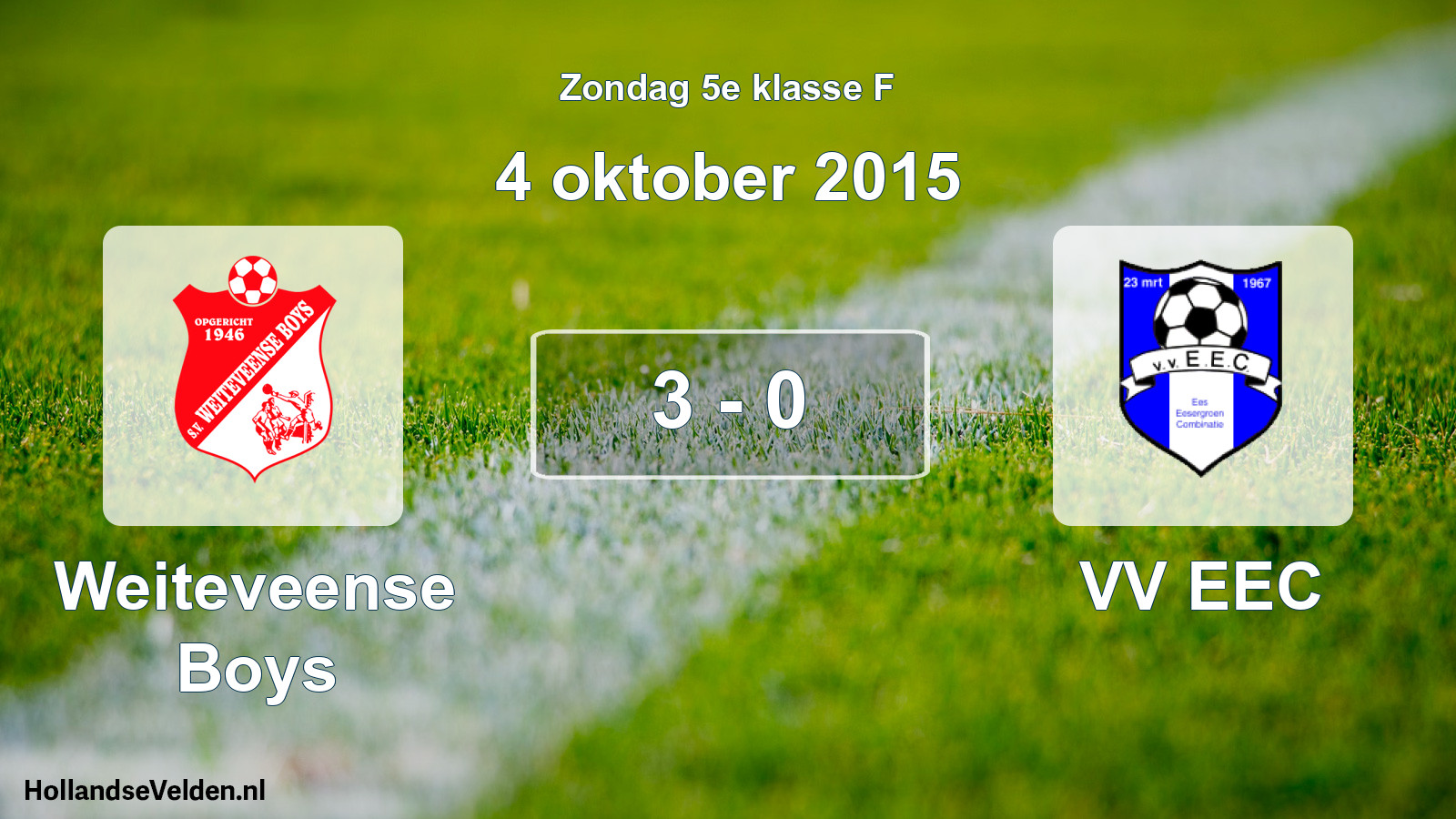 Total number of matches played: Weiteveense Boys - VV EEC 3 - 0 (4 October 2015)