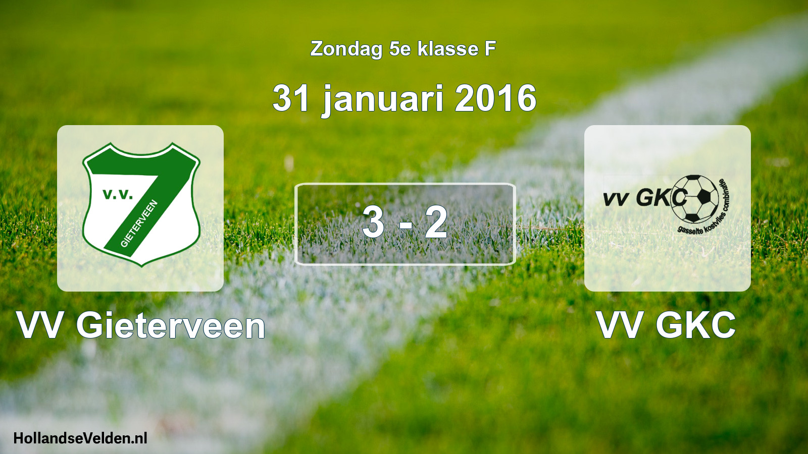 Total number of matches played: VV Gieterveen - VV GKC 3 - 2 (31 January 2016)