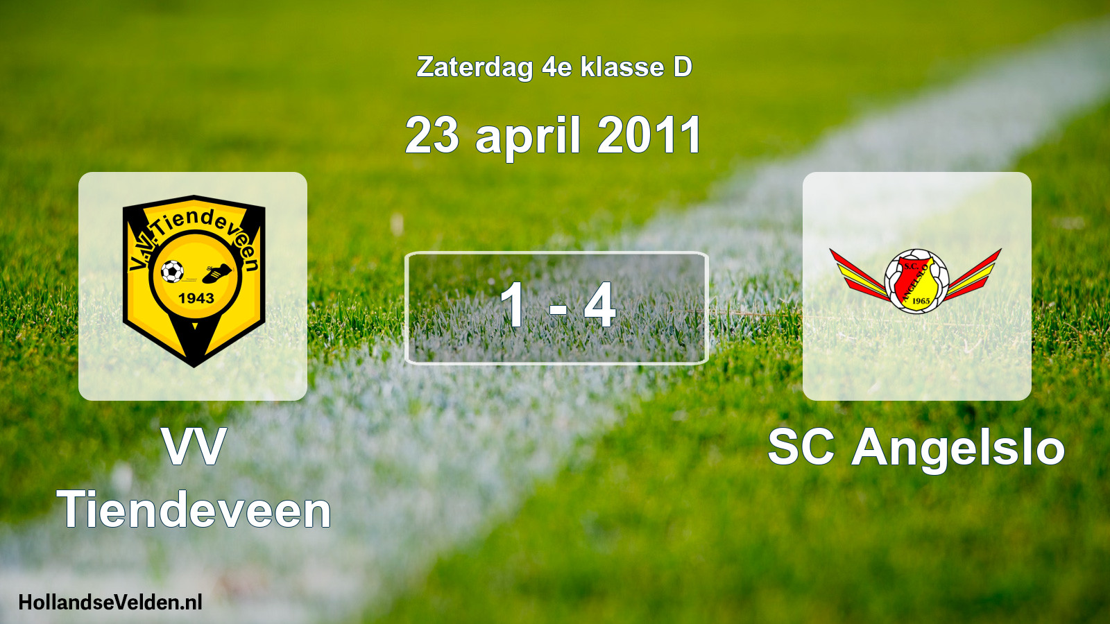 Total number of matches played: VV Tiendeveen - SC Angelslo 1 - 4 (23 April 2011)