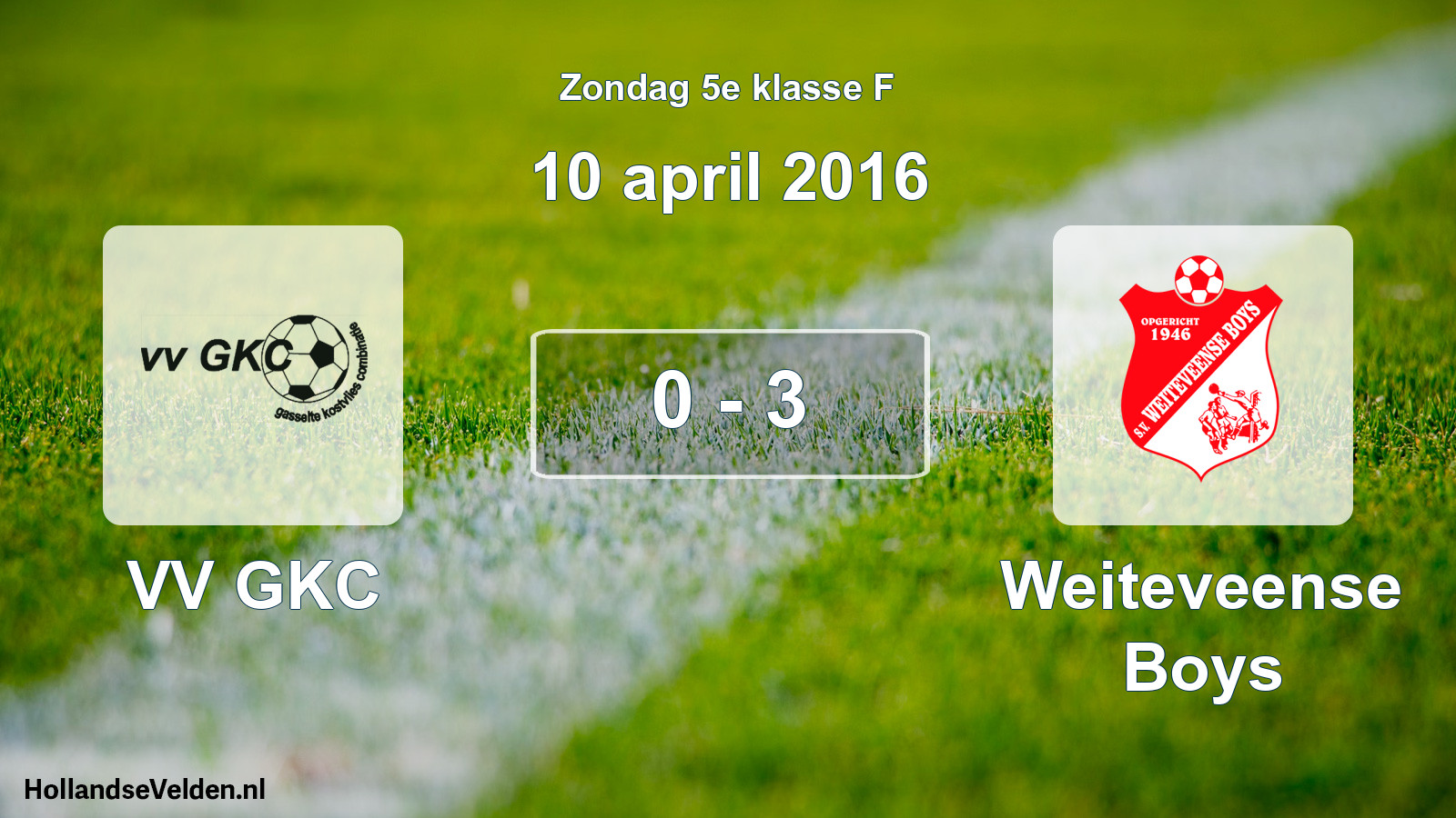 Total number of matches played: VV GKC - Weiteveense Boys 0 - 3 (10 April 2016)
