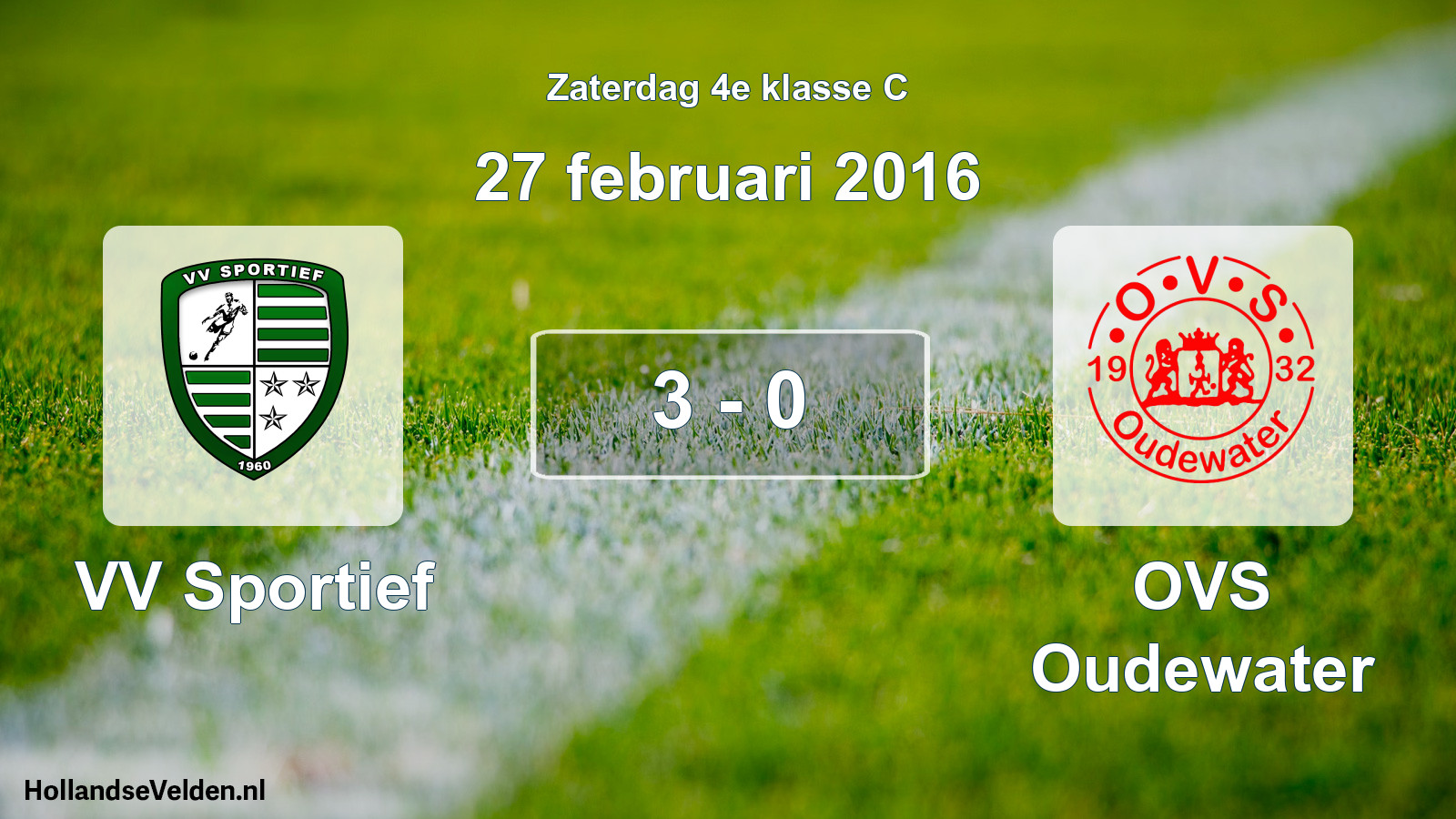 Total number of matches played: VV Sportief - OVS Oudewater 3 - 0 (27 February 2016)