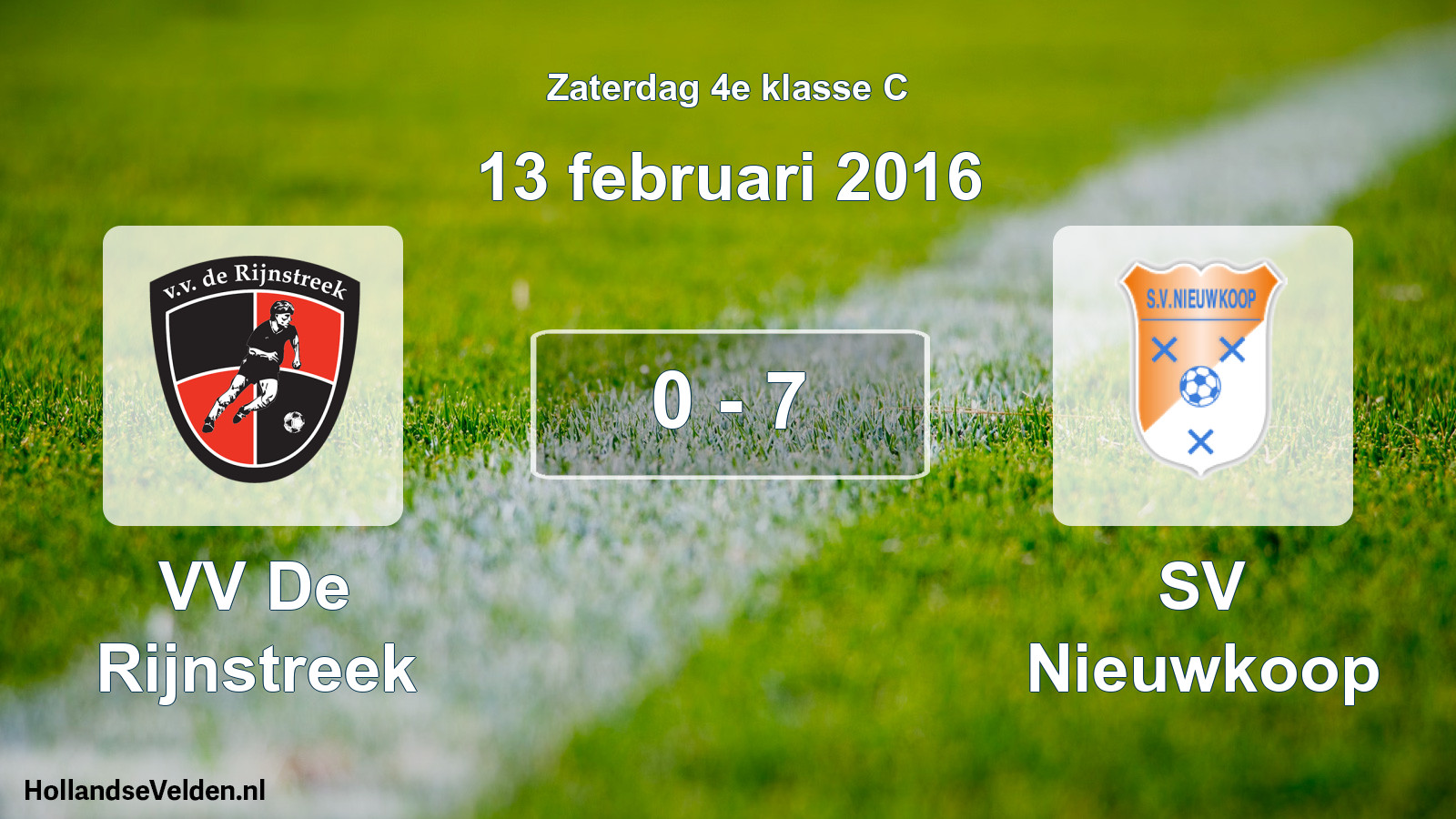 Total number of matches played: VV De Rijnstreek - SV Nieuwkoop 0 - 7 (13 February 2016)