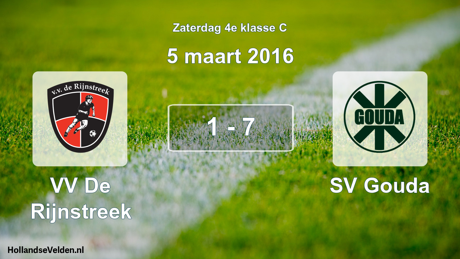 Total number of matches played: VV De Rijnstreek - SV Gouda 1 - 7 (5 March 2016)