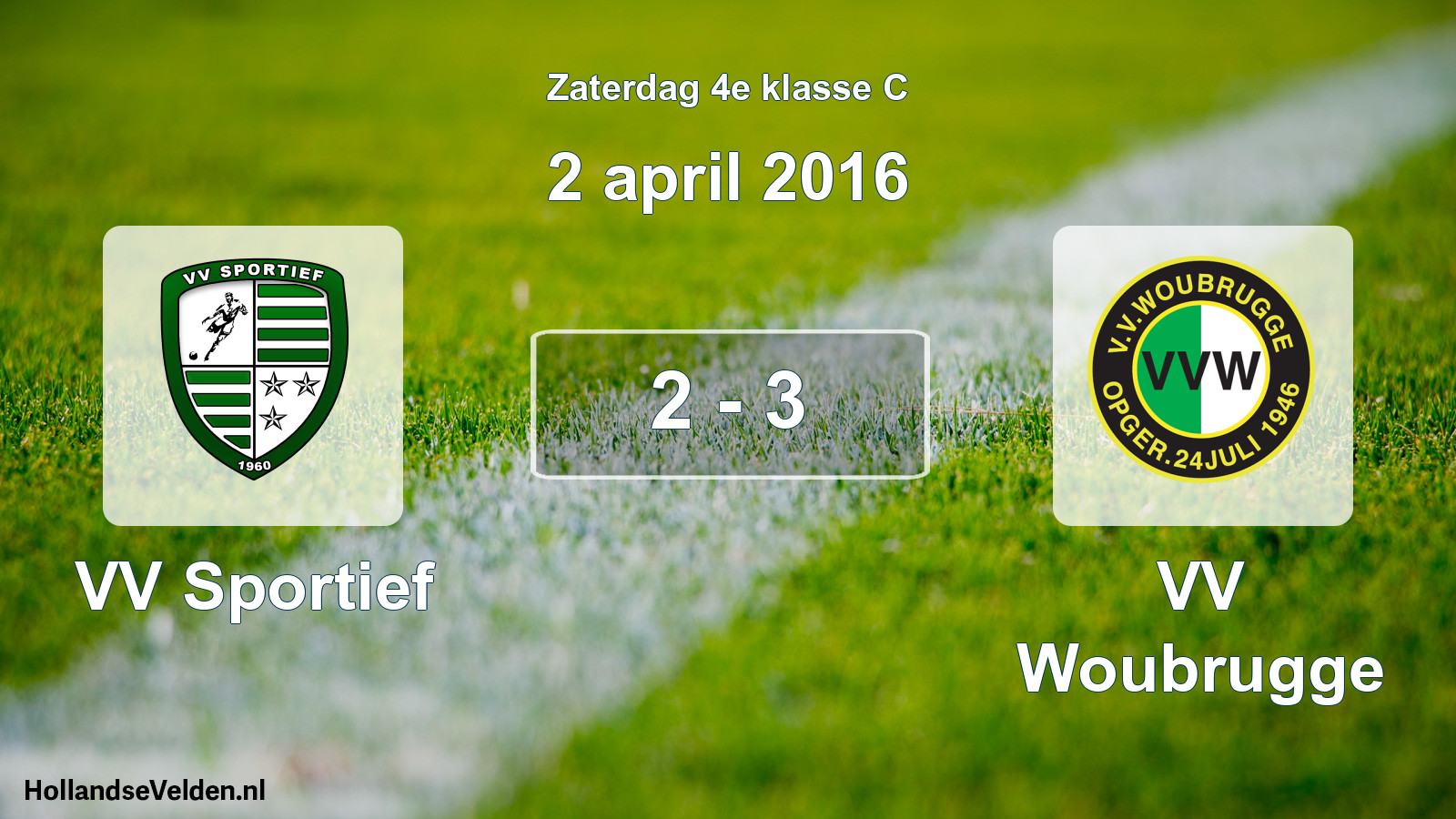 Total number of matches played: VV Sportief - VV Woubrugge 2 - 3 (2 April 2016)